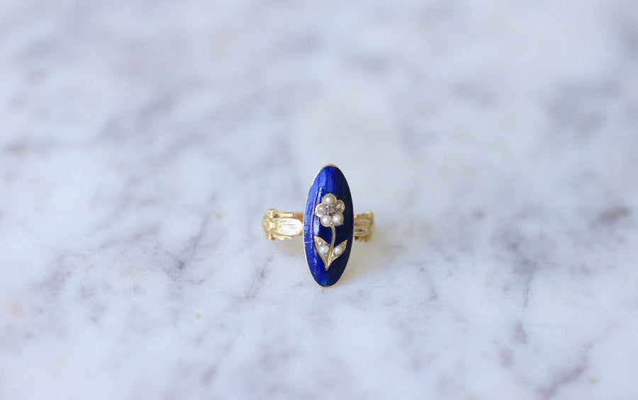 Sentimental flower ring with pearls on enamel - Galerie Pénélope