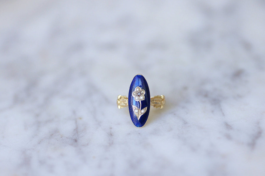 Sentimental flower ring with pearls on enamel - Galerie Pénélope