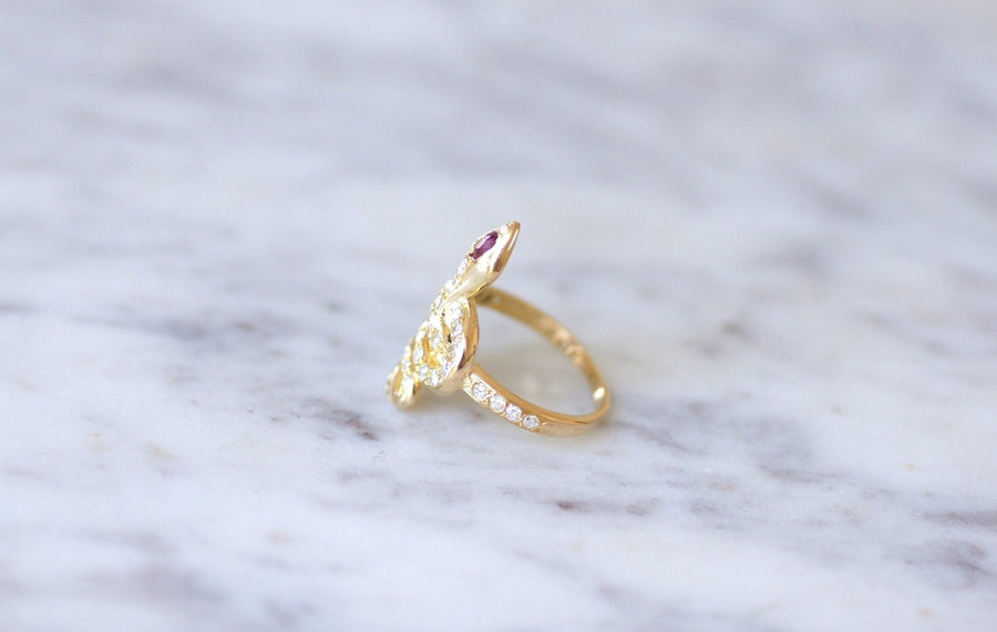 Diamond and Ruby Snake Ring - Penelope Gallery