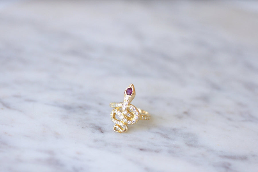 Diamond and Ruby Snake Ring - Penelope Gallery