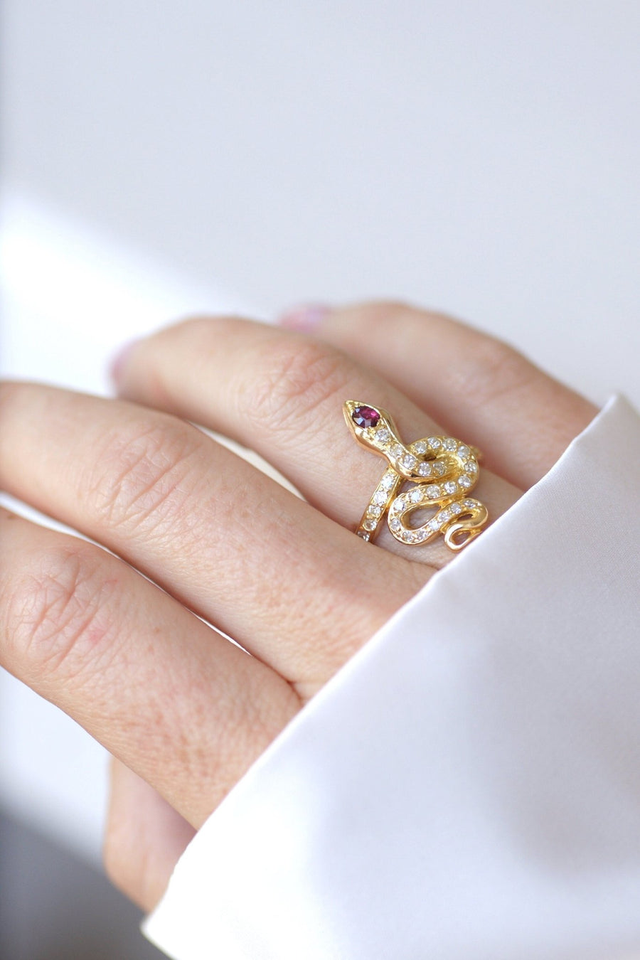 Diamond and Ruby Snake Ring - Penelope Gallery
