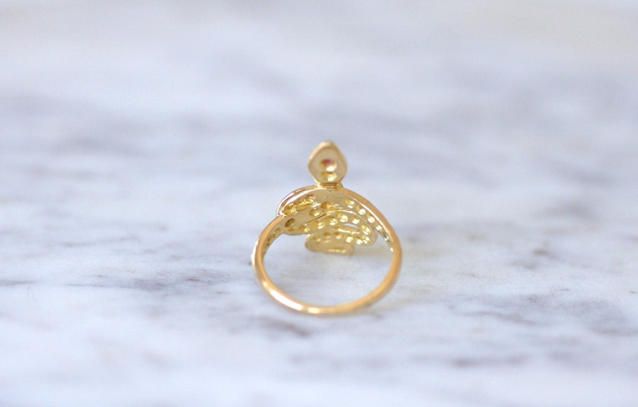 Diamond and Ruby Snake Ring - Penelope Gallery
