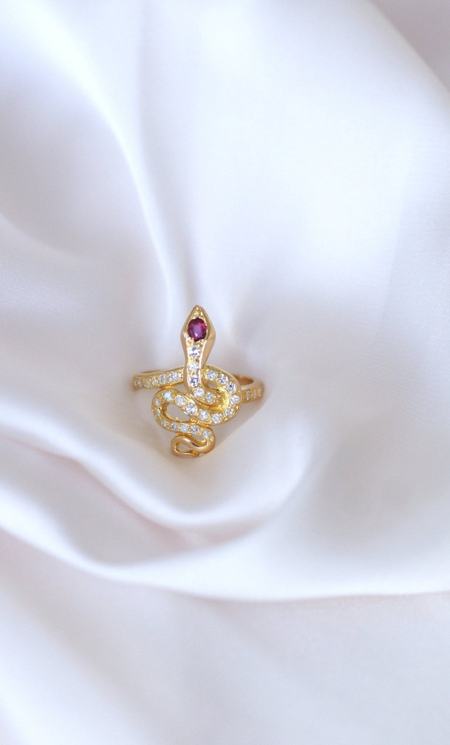 Diamond and Ruby Snake Ring - Penelope Gallery