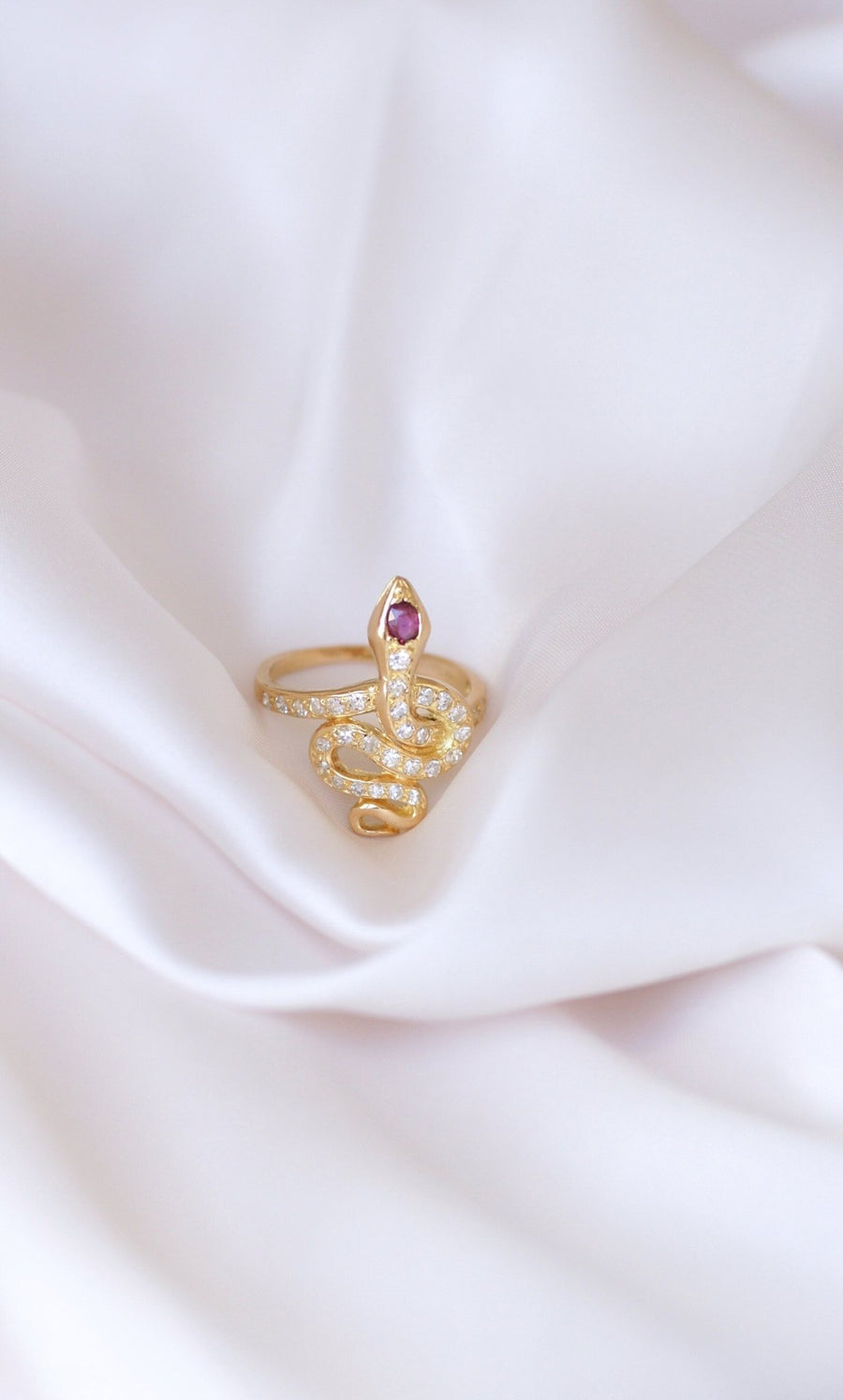 Diamond and Ruby Snake Ring - Penelope Gallery