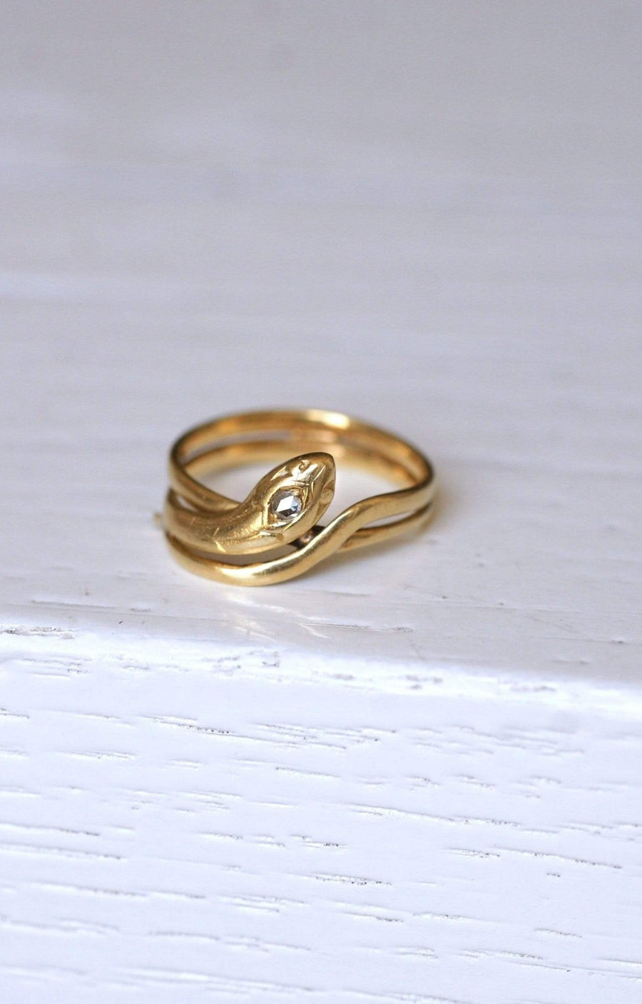 Gold and diamond coiled snake ring - Penelope Gallery