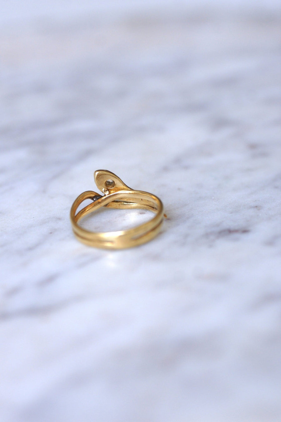 Gold and diamond coiled snake ring - Penelope Gallery