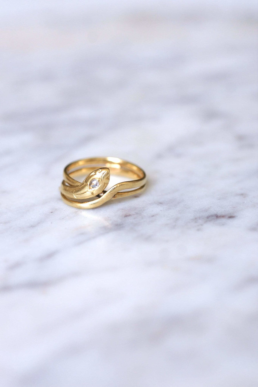 Gold and diamond coiled snake ring - Penelope Gallery