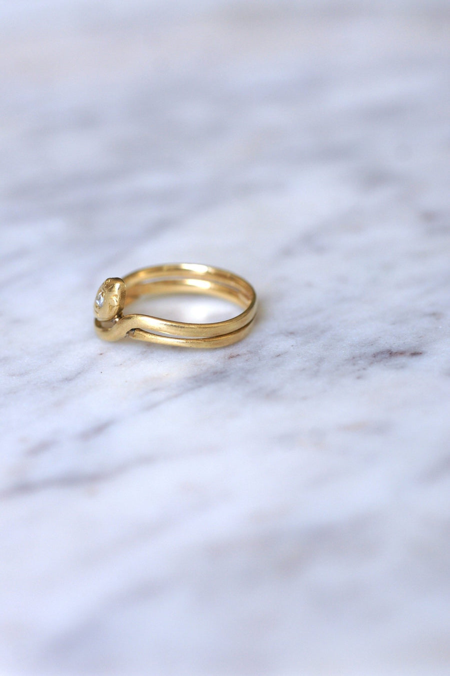 Gold and diamond coiled snake ring - Penelope Gallery