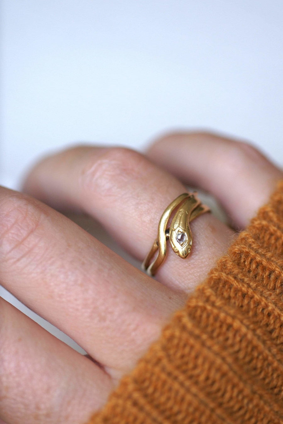 Gold and diamond coiled snake ring - Penelope Gallery