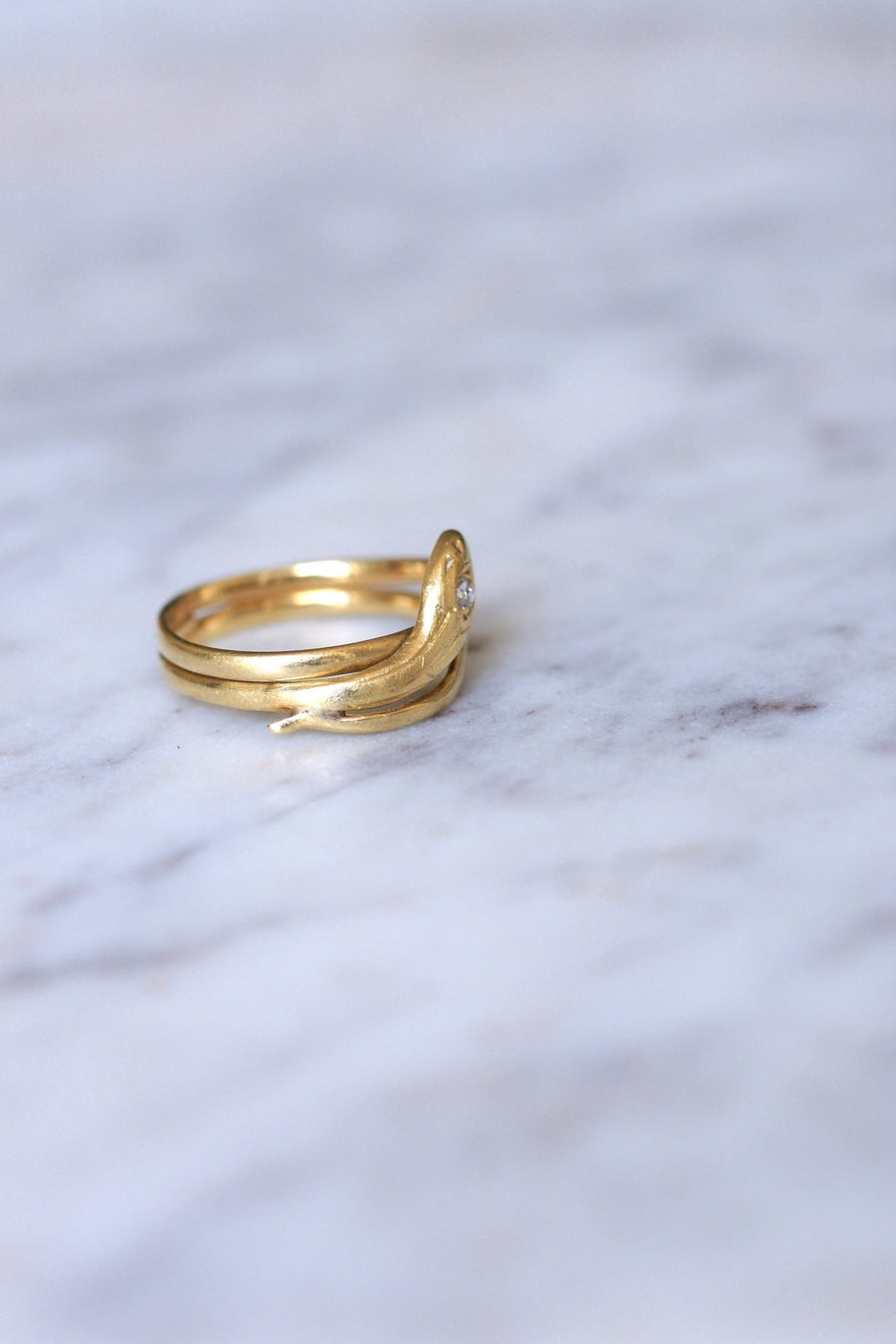 Gold and diamond coiled snake ring - Penelope Gallery