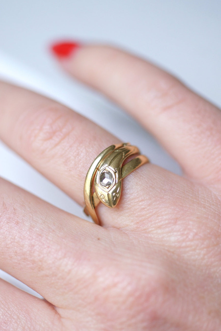 18Kt Gold and Diamond Victorian Snake Ring - Galerie Pénélope