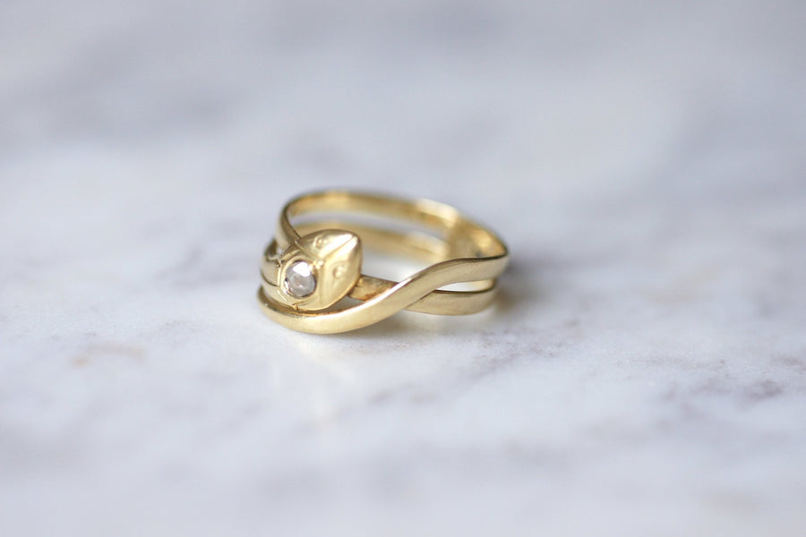 18Kt Gold and Diamond Victorian Snake Ring - Galerie Pénélope