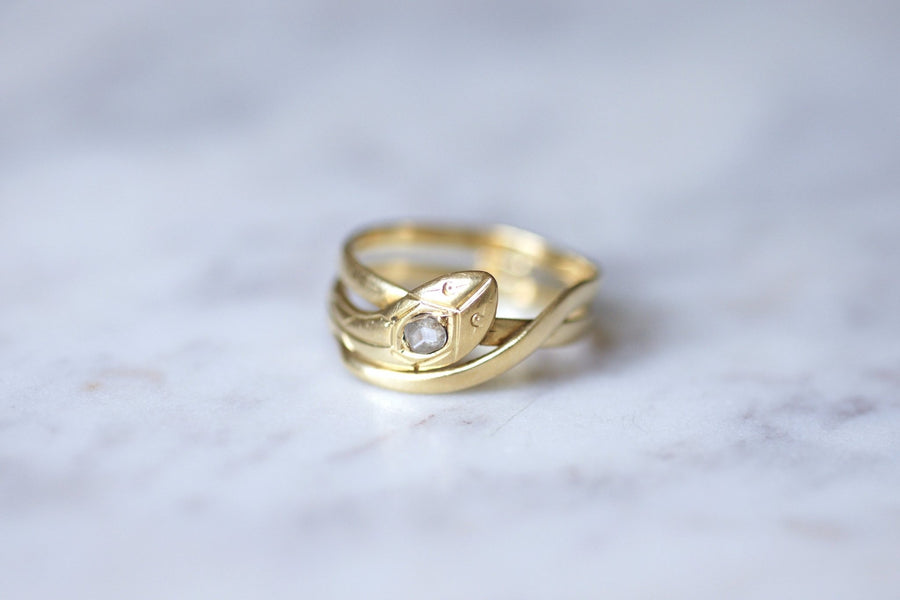 18Kt Gold and Diamond Victorian Snake Ring - Galerie Pénélope