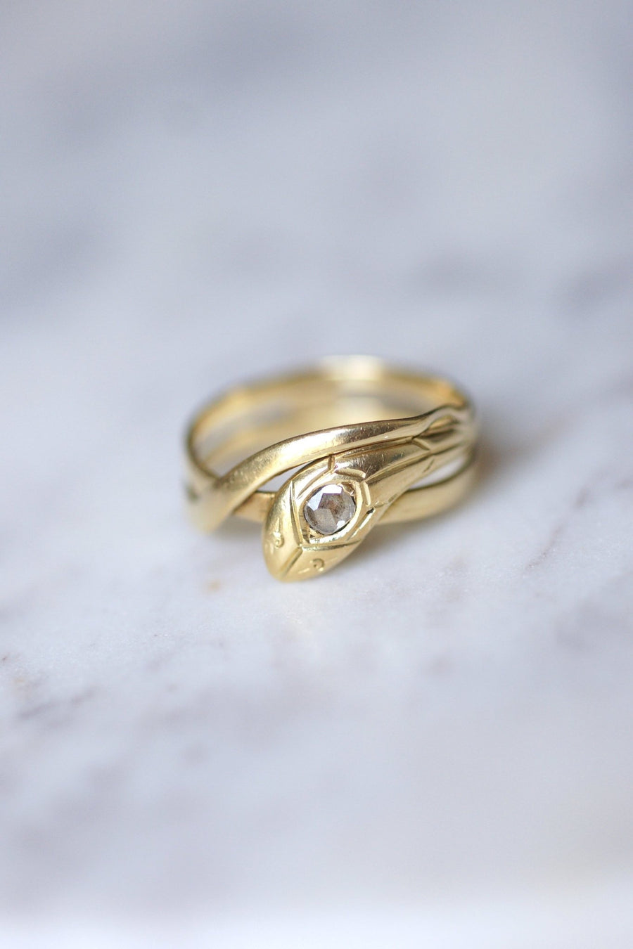 18Kt Gold and Diamond Victorian Snake Ring - Galerie Pénélope