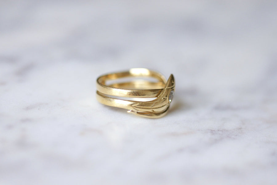 18Kt Gold and Diamond Victorian Snake Ring - Galerie Pénélope