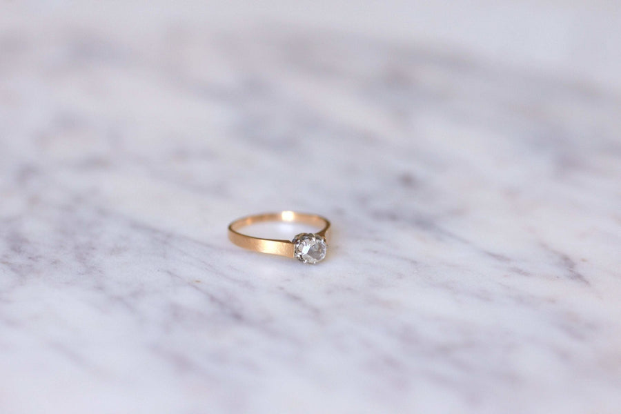 Antique rose gold and diamond solitaire ring - Penelope Gallery