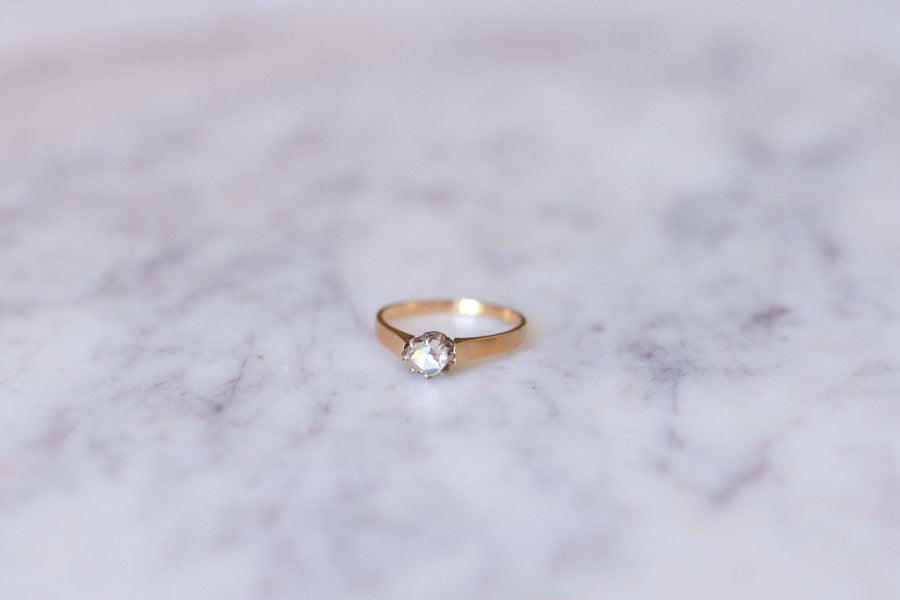Antique rose gold and diamond solitaire ring - Penelope Gallery