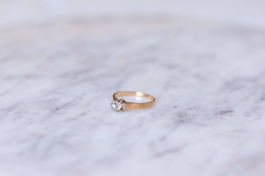 Antique rose gold and diamond solitaire ring - Penelope Gallery