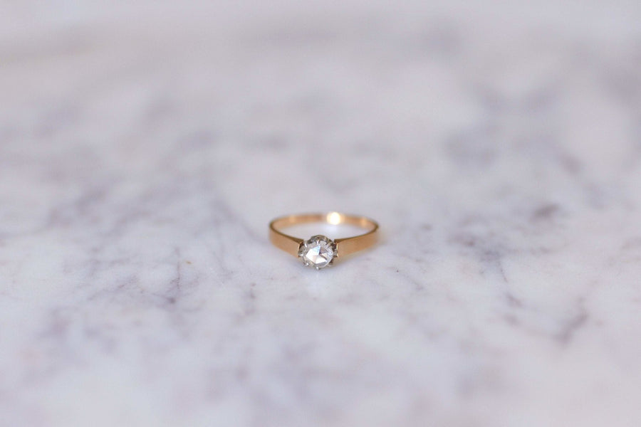 Antique rose gold and diamond solitaire ring - Penelope Gallery