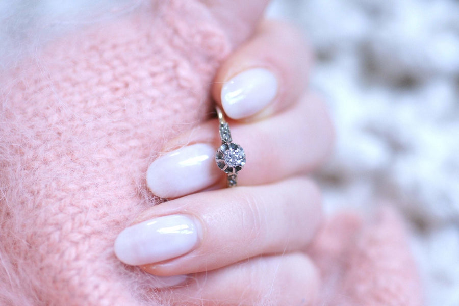 Solitaire Art Deco white gold, platinum and diamond ring - Galerie Pénélope