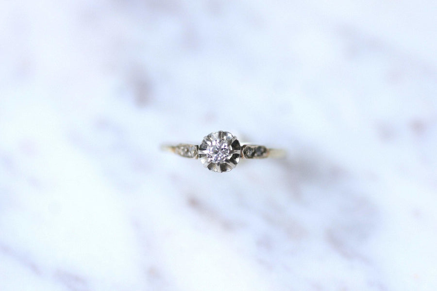 Solitaire Art Deco white gold, platinum and diamond ring - Galerie Pénélope