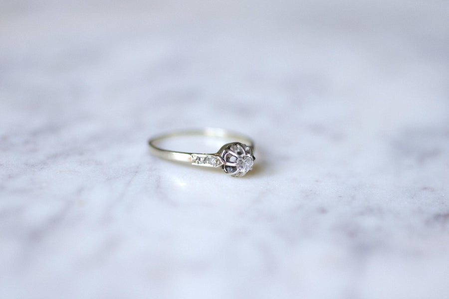 Solitaire Art Deco white gold, platinum and diamond ring - Galerie Pénélope