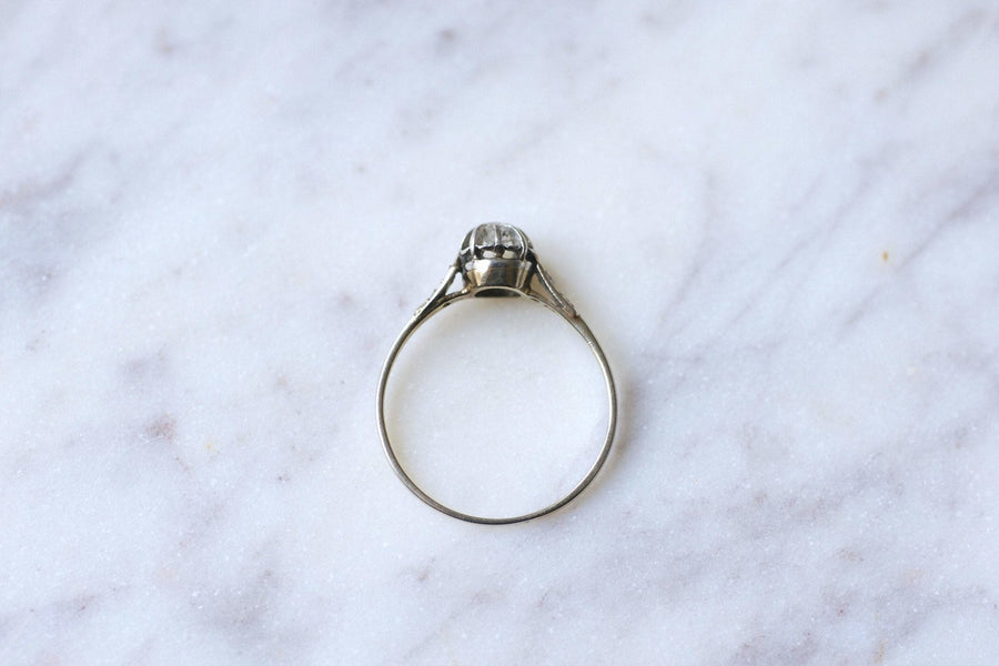 Solitaire Art Deco white gold, platinum and diamond ring - Galerie Pénélope
