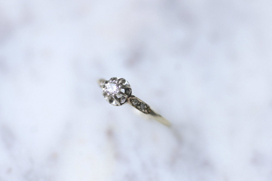 Solitaire Art Deco white gold, platinum and diamond ring - Galerie Pénélope