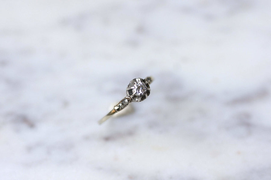 Solitaire Art Deco white gold, platinum and diamond ring - Galerie Pénélope