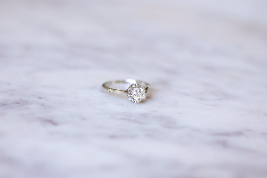 Solitaire ring in white gold, platinum and diamond 0.40 Ct - Galerie Pénélope