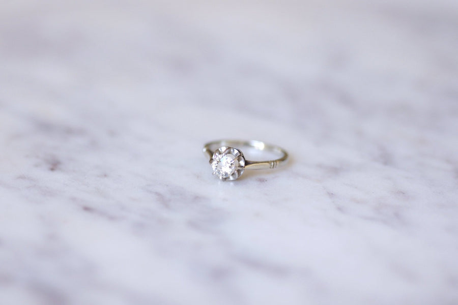 Solitaire ring in white gold, platinum and diamond 0.40 Ct - Galerie Pénélope