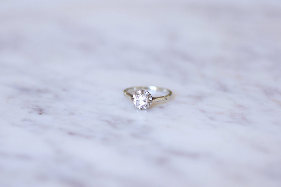 Solitaire ring in white gold, platinum and diamond 0.40 Ct - Galerie Pénélope
