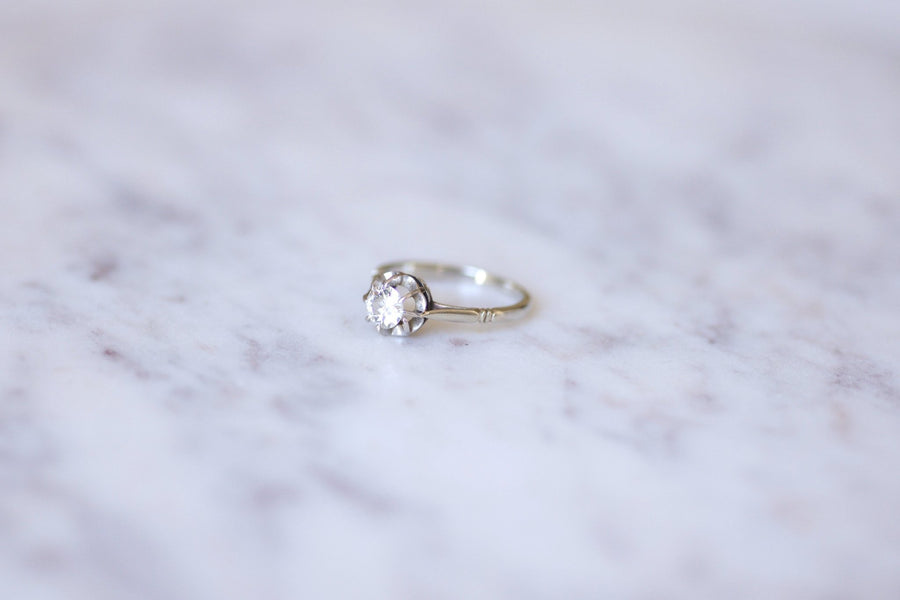 Solitaire ring in white gold, platinum and diamond 0.40 Ct - Galerie Pénélope