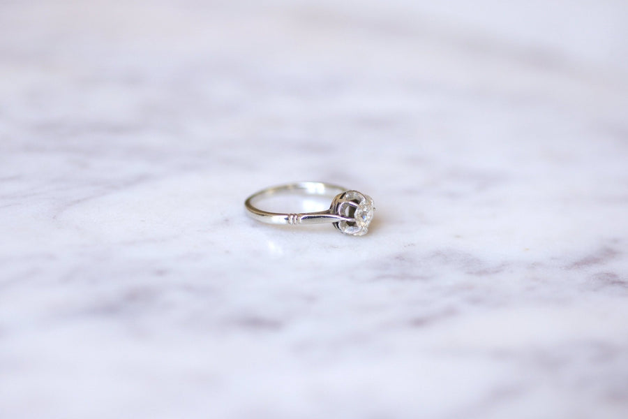 Solitaire ring in white gold, platinum and diamond 0.40 Ct - Galerie Pénélope
