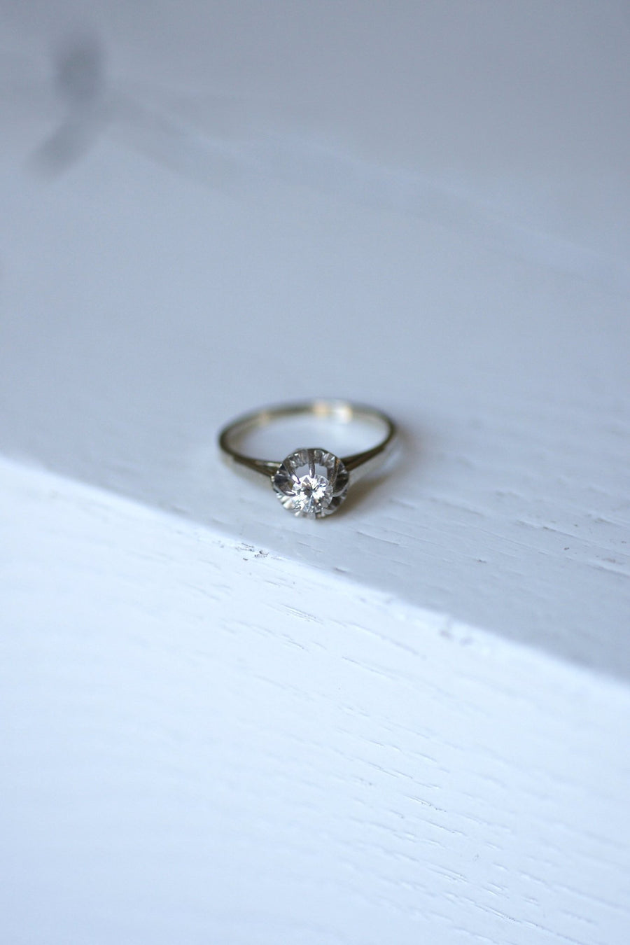 White gold, platinum, and diamond solitaire ring - Penelope Gallery
