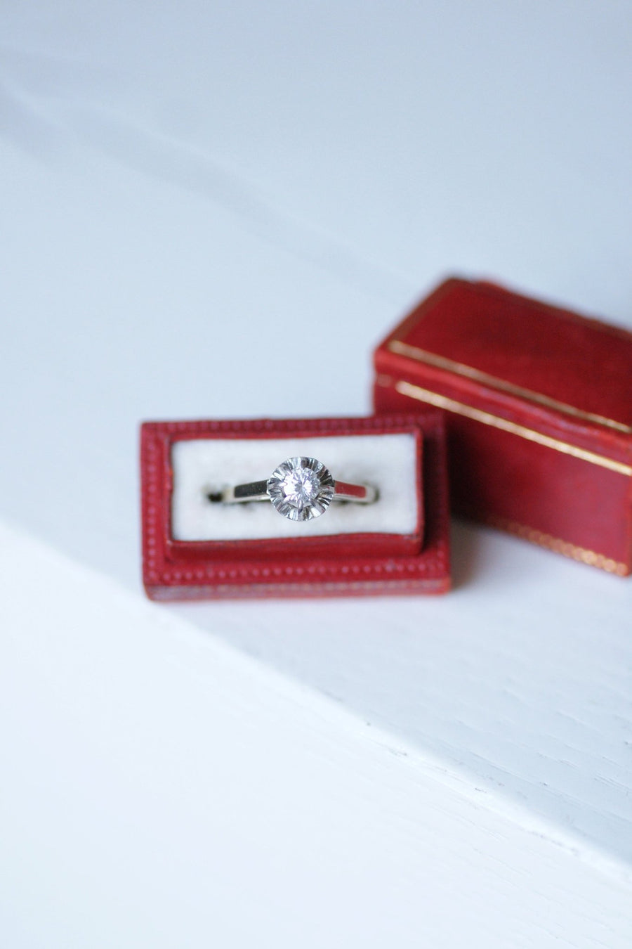 White gold, platinum, and diamond solitaire ring - Penelope Gallery