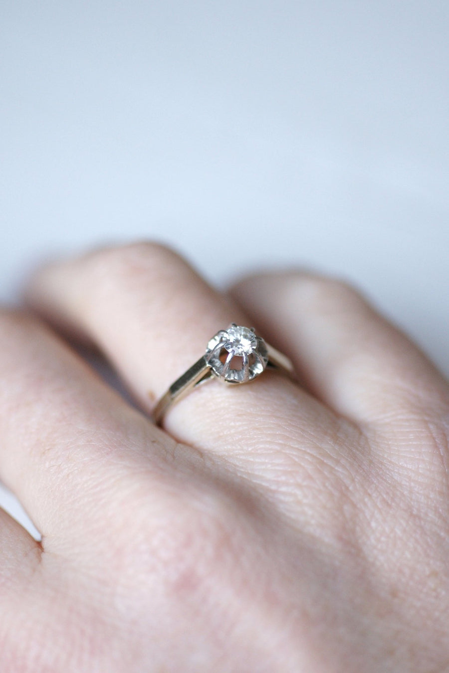 White gold, platinum, and diamond solitaire ring - Penelope Gallery