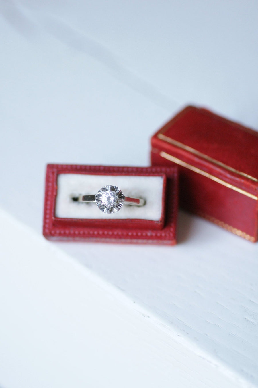 White gold, platinum, and diamond solitaire ring - Penelope Gallery