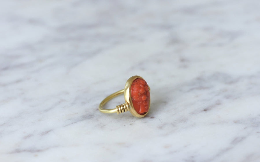 Antique style cameo coral ring - Penelope Gallery