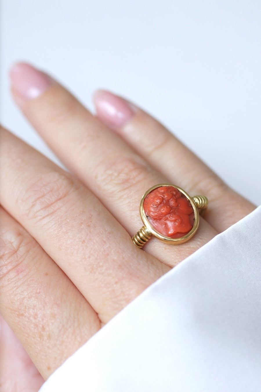 Antique style cameo coral ring - Penelope Gallery