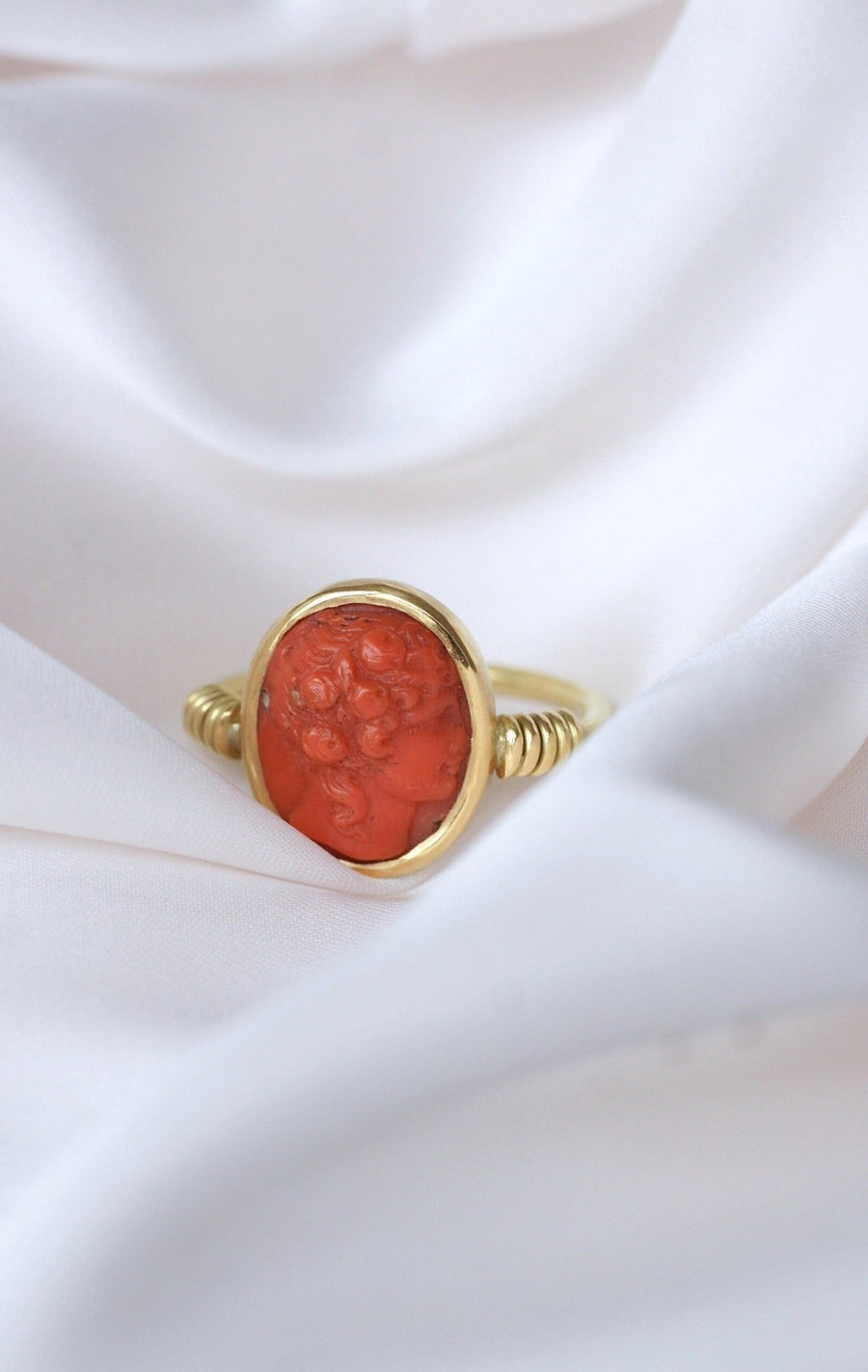 Antique style cameo coral ring - Penelope Gallery