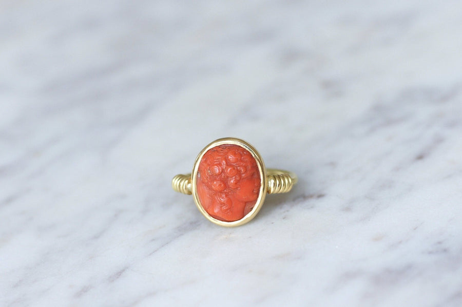 Antique style cameo coral ring - Penelope Gallery