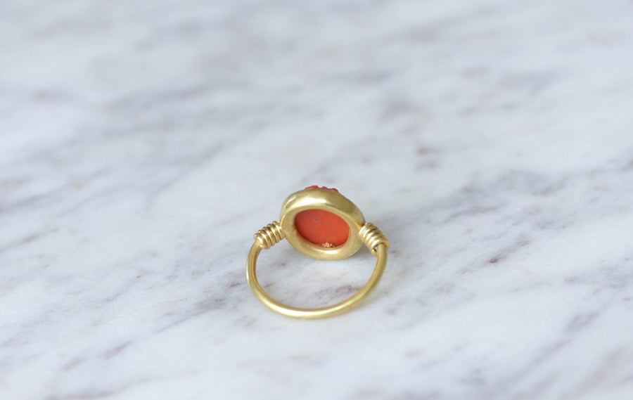 Antique style cameo coral ring - Penelope Gallery