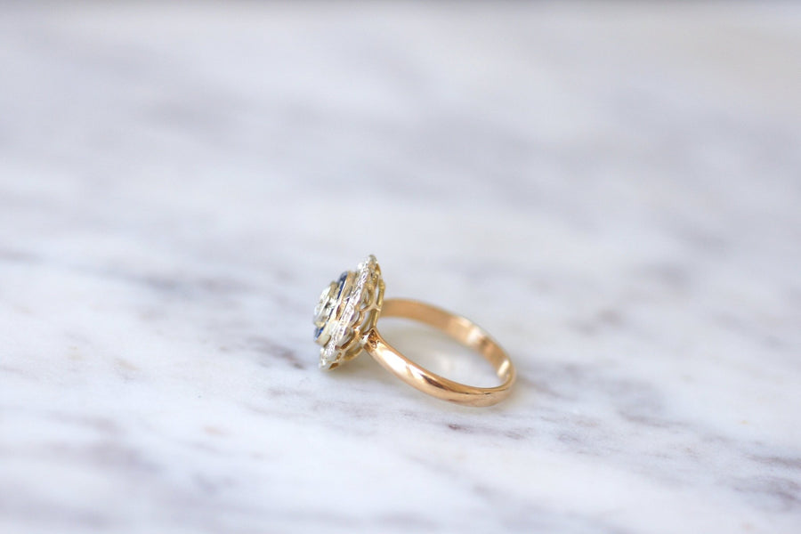 Art Deco style ring with diamonds and sapphires - Penelope Gallery