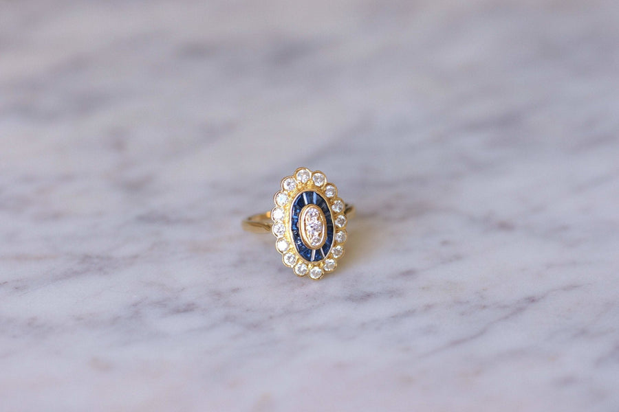 Sapphire & Diamond Art Deco Ring - Penelope Gallery