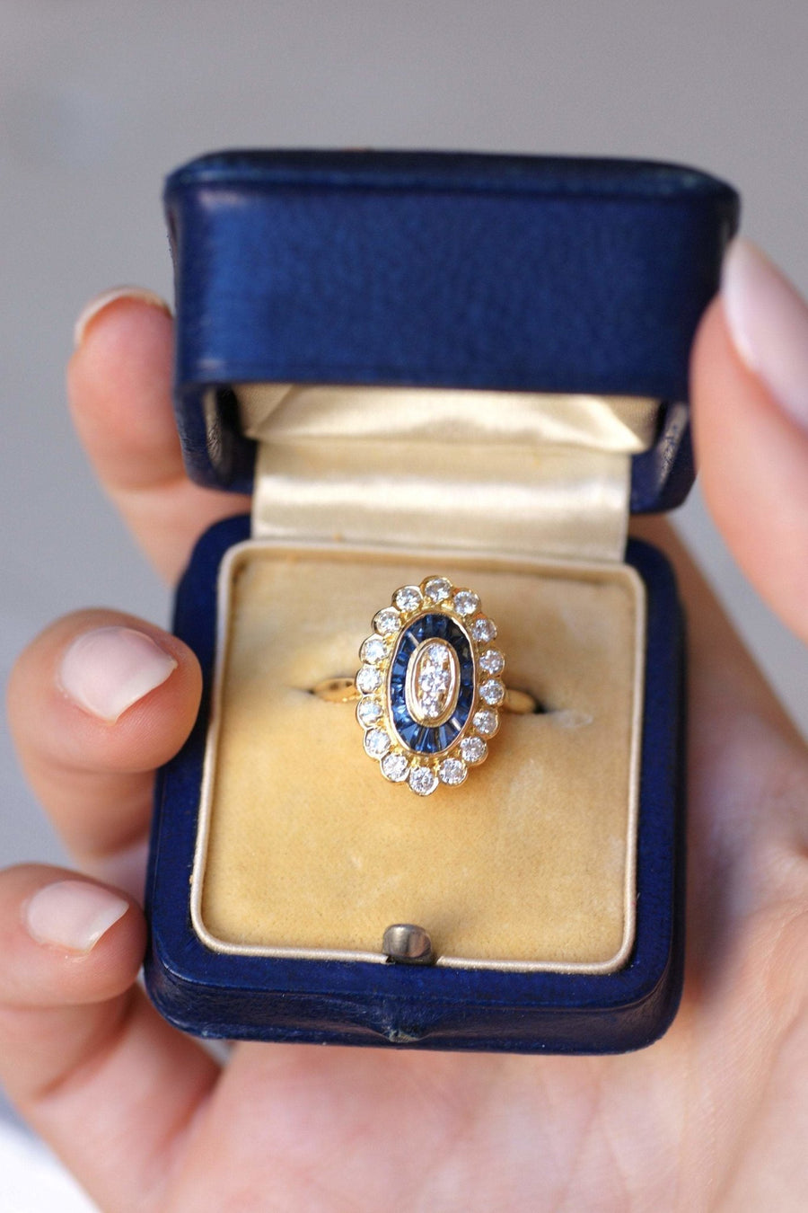 Sapphire & Diamond Art Deco Ring - Penelope Gallery