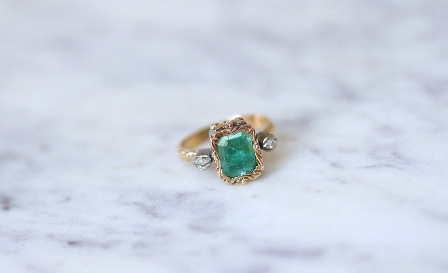Victorian emerald and diamond ring - Penelope Gallery
