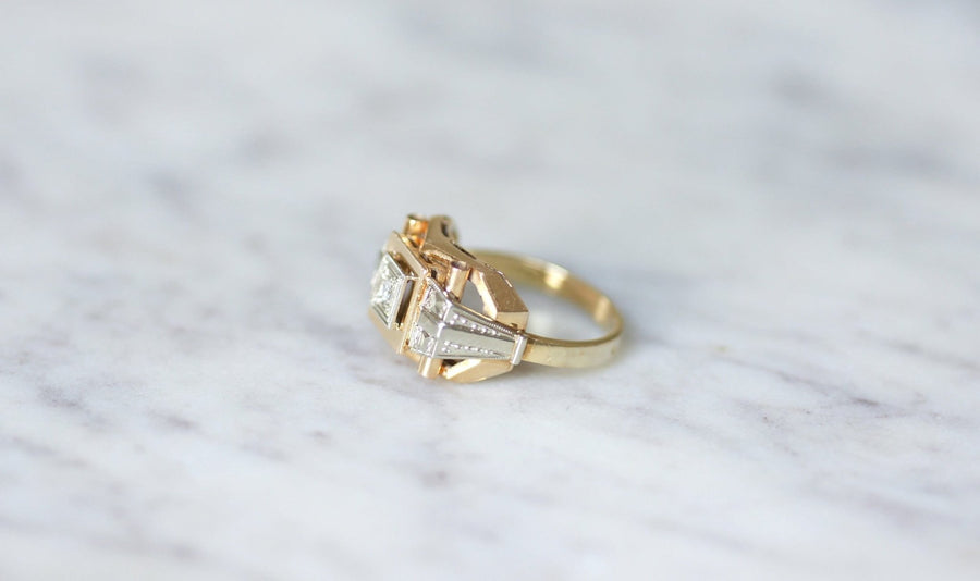 Two gold and diamond Art Deco Tank ring - Galerie Pénélope