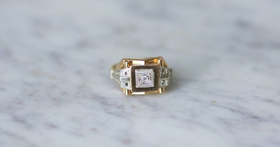 Two gold and diamond Art Deco Tank ring - Galerie Pénélope