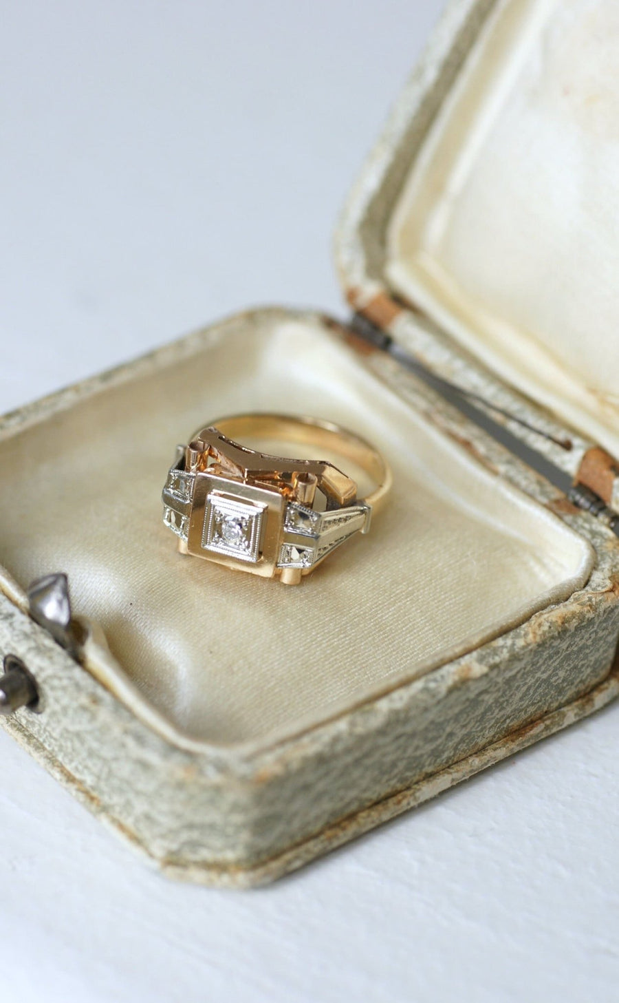 Two gold and diamond Art Deco Tank ring - Galerie Pénélope